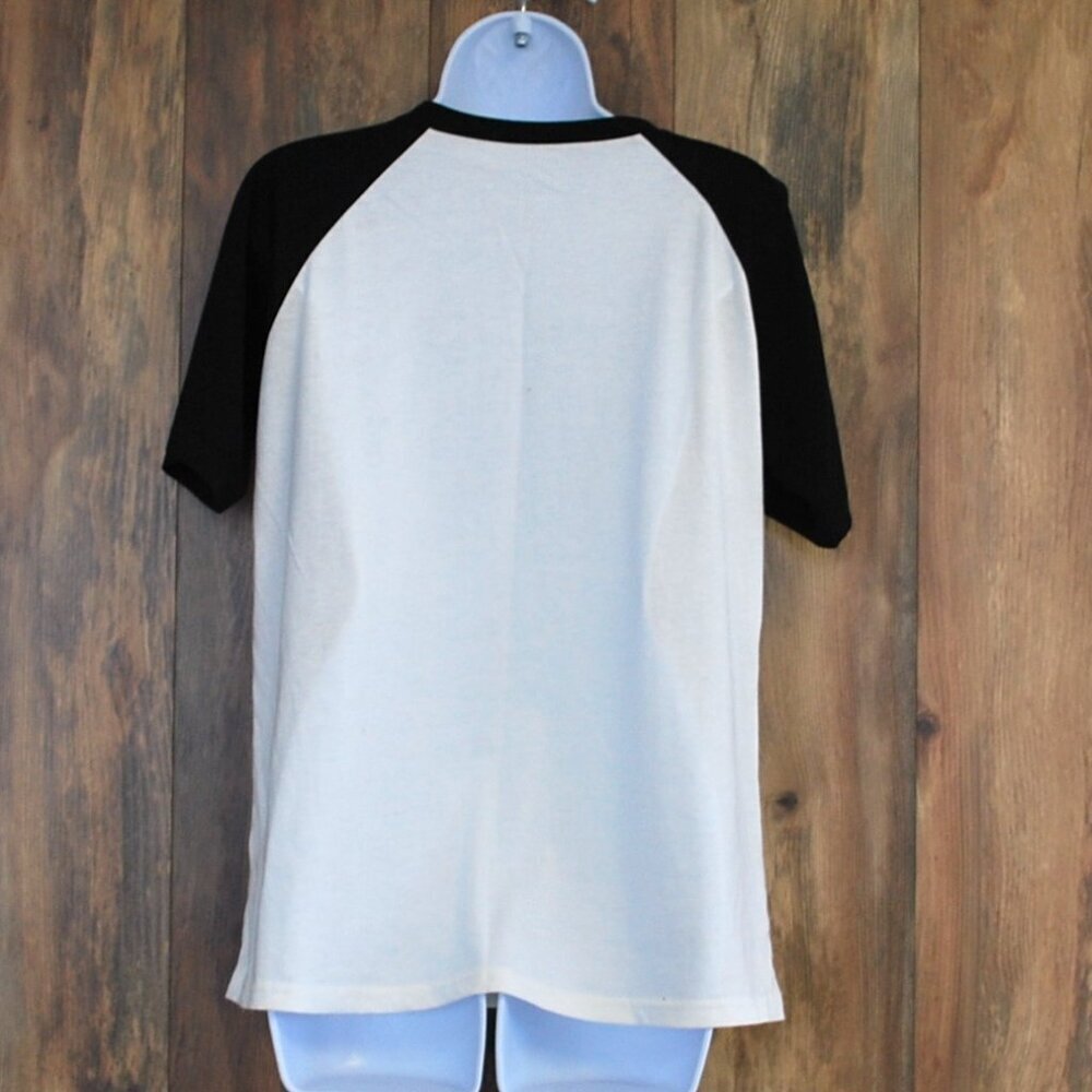 Women's L "Here for a Good Time" Tee Black White Tshirt - Picture 6 of 7